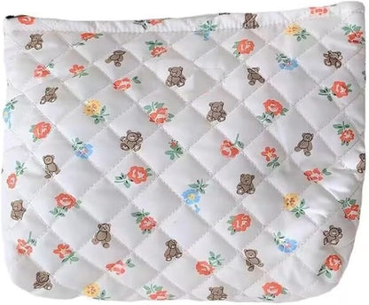 Cosmetic Bags for Women Makeup Bag Large Capacity Purse Travel Toiletry Zipper Storage Pouch Make up Brushes Organizer for Gifts (White, mini Bear)