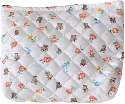 Cosmetic Bags for Women Makeup Bag Large Capacity Purse Travel Toiletry Zipper Storage Pouch Make up Brushes Organizer for Gifts (White, mini Bear)