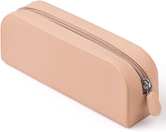 Silicone Makeup Brush Holder Travel Cosmetic Bag, Portable Cosmetic Face Brushes Holder with Zipper, Large Travel Makeup Brush Case