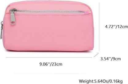 Nylon Female cosmetic bags Canvas toiletry bags Wash bags with large capacity Simple design (Nylon/Pink)