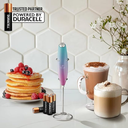 Zulay Powerful Milk Frother (4 Duracell Batteries Included) - Handheld Milk Frother Wand Drink Mixer for Coffee - Powerful Milk Foamer for Cappuccino, Frappe, Matcha & Coffee Creamer - Bubblegum