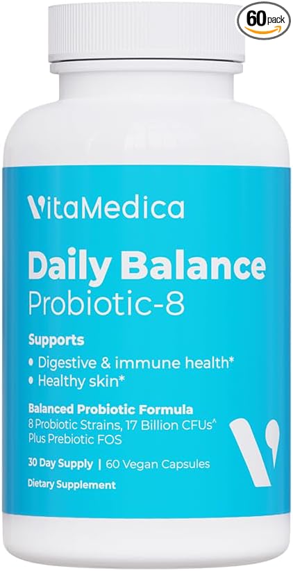 VitaMedica | Daily Balance Probiotic-8 | Probiotic Supplement | 16 Billion CFUs | Gut Health | Digestive, Skin, & Immune Support | Constipation, Diarrhea, Gas & Bloating Relief | Vegan | 60 Count