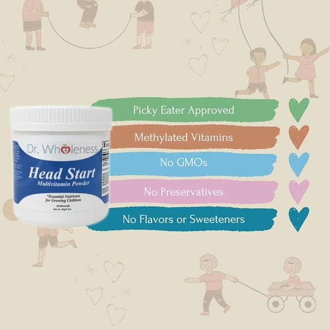 Head Start Multivitamin Powder | Essential Nutrients for Growing Children, Methylated B-Vitamins, Easy to Mix, No Flavors, Sweeteners Or Preservatives - 60 Servings