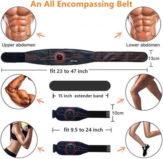 EMS Fitness Workout Belt for Abdominal/Waist/Arm/Leg Full Set 23''-60''