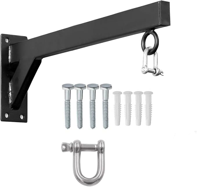 Punch Bag Wall Bracket by JP Sports - 18inch Heavy Duty with D-Shackle Swivel, Chain & Fixings Materials