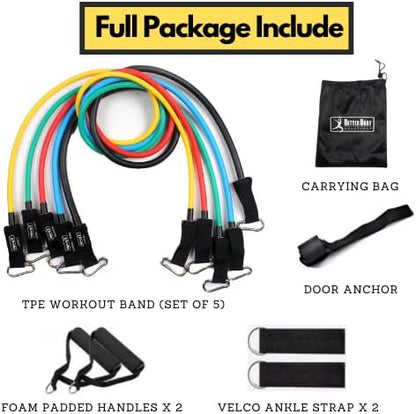 Home Spirit, 12 Minute Toning Gym Resistance Band, 150lbs Strength