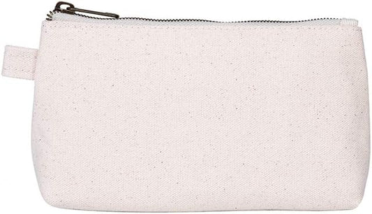 Travel Toiletry Bag for Women Cosmetic Bag with two Dividers Portable Makeup Bag Organizer (Canvas/Beige)