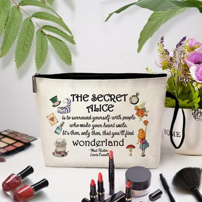 ZHANTUONE Fairy Tale Funny Canvas Cosmetic Bag and Tote Bag Set Reusable, Tote Bag with Zipper Inner Pockets, Gifts for Bestie Friends Coworker, Movie Lover Fairy Tale Fans