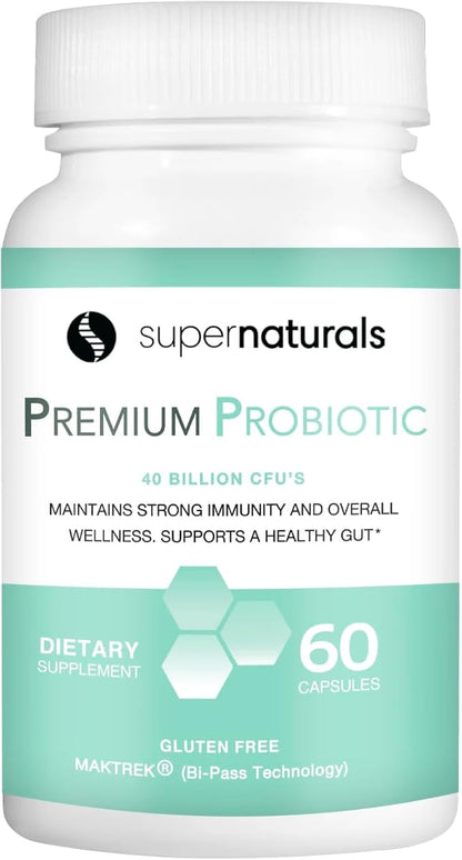 Premium Probiotics, 40 Billion CFU Probiotics for Digestive Health, Made with MAKTrek Bipass Technology, Women & Mens Probiotics for Gut Health, 60 Probiotic Capsules