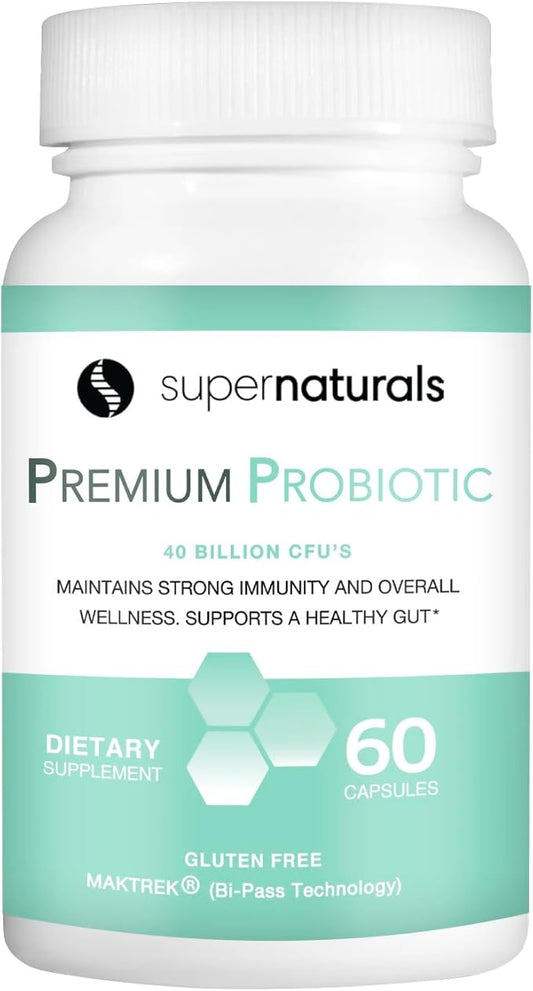 Premium Probiotics, 40 Billion CFU Probiotics for Digestive Health, Made with MAKTrek Bipass Technology, Women & Mens Probiotics for Gut Health, 60 Probiotic Capsules
