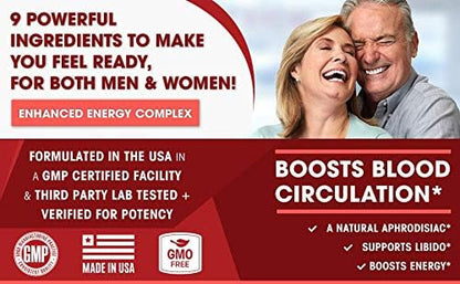 Horny Goat Weed Extract with Maca, Tribulus, L-Arginine, Ginseng - Enhance Energy & Performance for Men & Women - Boost Libido, Stamina & Sexual Health - 1000 mg Epimedium with Icariins Supplement