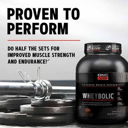 GNC AMP Wheybolic Whey Protein Powder Isolate with BCAA | Targeted Muscle Building and Workout Support Formula | Gluten Free | Strawberries and Cream | 10 Servings