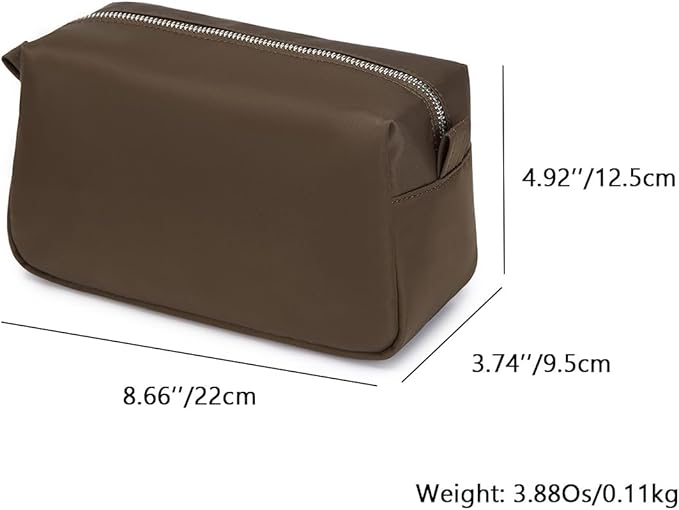 Organizer Bag Lightweight Cosmetic Bag with Ring Clasp Perfect Travel Makeup Bag for Women nylon Stand Up Design (Brown/Nylon)