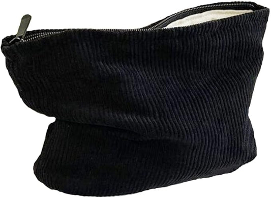 Cosmetic Bags for Women Makeup Bag Large Capacity Purse Travel Toiletries Zipper Storage Pouch Make up Brushes Organizer for Gifts (Corduroy, Black)