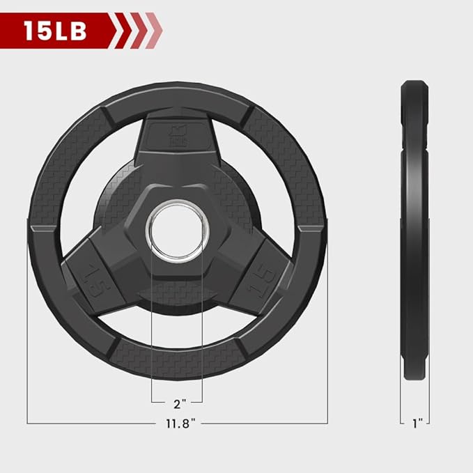 Weight Plate 2-Inch Rubber Coated Olympic Grip Plate 2.5/5/10/15/25/35/45 LB