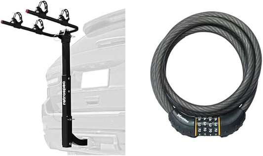 Retrospec Lenox 2-5 - Bike Hitch Rack for Cars, Trucks, SUVs with 2” Hitch | Foldable Steel Frame with Anti-Rattle Adapter, Tie Down Cradles and Straps - Fits Most Frames