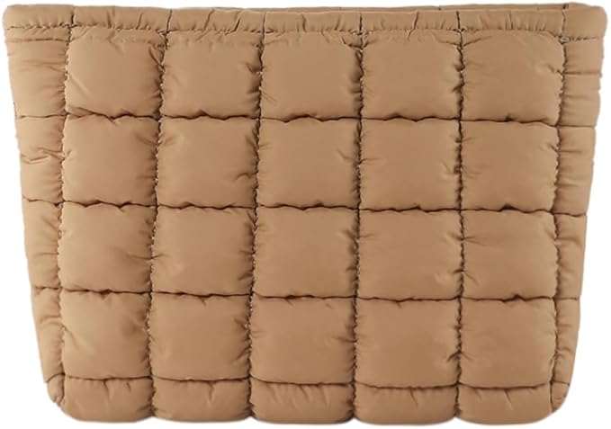 Puffy Quilted Makeup Bag Cosmetic Bags Travel Cute Puffer Solid Toiletry Organizer Pouch Storage Clutch for Women