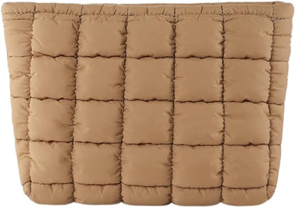 Puffy Quilted Makeup Bag Cosmetic Bags Travel Cute Puffer Solid Toiletry Organizer Pouch Storage Clutch for Women