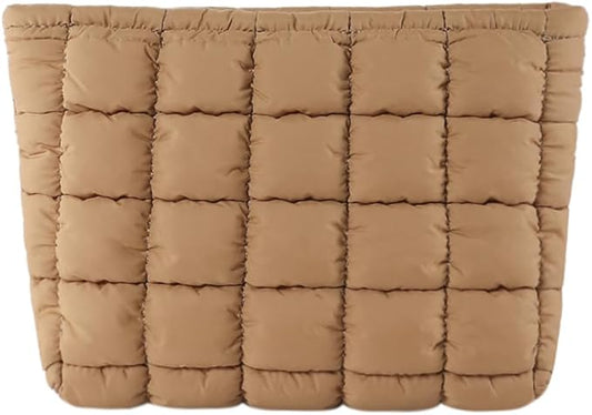 Puffy Quilted Makeup Bag Cosmetic Bags Travel Cute Puffer Solid Toiletry Organizer Pouch Storage Clutch for Women