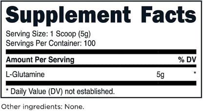 TransformHQ L-Glutamine Powder, 500G, 100 Servings - Gluten Free, Non-GMO