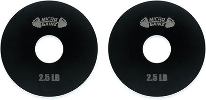 Micro Gainz Steel Olympic Barbell Weight Set of 2 Plates, 2.5lb, 5lb or 10lb, Plate Set Designed for Strength Training & Loading Bar Weights, Made in USA
