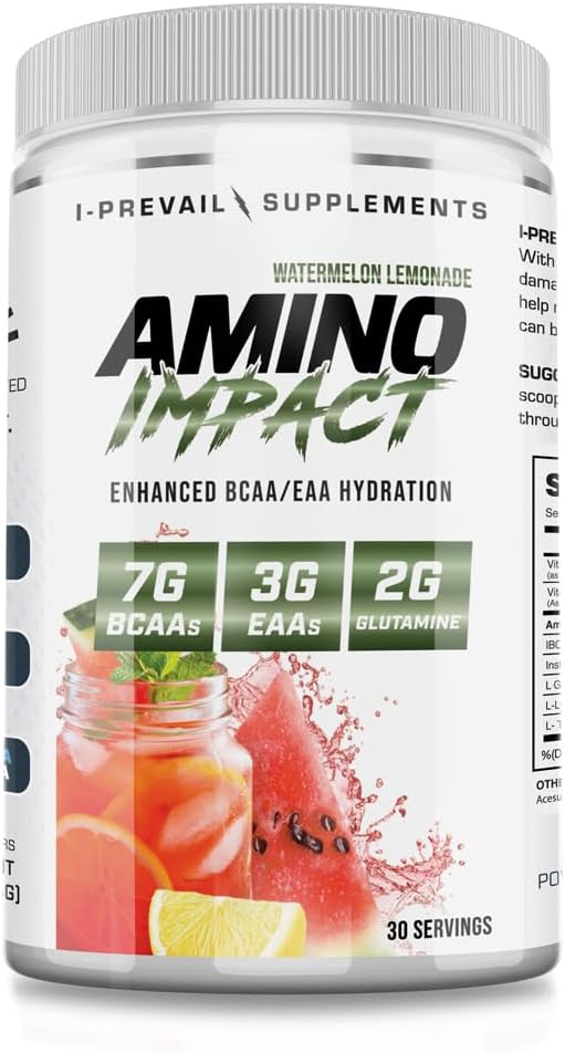 Amino Impact BCAA – EAA Enhanced Hydration Recovery & Endurance Keto Friendly Formula 7g BCAA’s – 3g EAA’s Plus 2g Glutamine |30 Serving (Watermelon Lemonade)