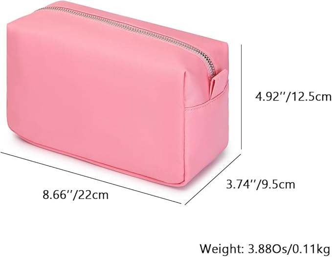 Organizer Bag Lightweight Cosmetic Bag with Ring Clasp Perfect Travel Makeup Bag for Women nylon Stand Up Design (Pink/Nylon)