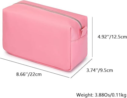 Organizer Bag Lightweight Cosmetic Bag with Ring Clasp Perfect Travel Makeup Bag for Women nylon Stand Up Design (Pink/Nylon)