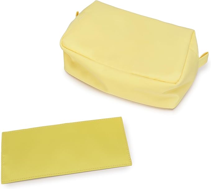 Organizer Bag Lightweight Cosmetic Bag with Ring Clasp Perfect Travel Makeup Bag for Women nylon Stand Up Design (Yellow/Nylon)