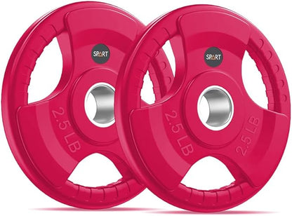 SPART 2-Inch Color Rubber Coated Olympic Grip Plate 2.5LB/5LB/10LB/25LB/35LB/45LB, Two