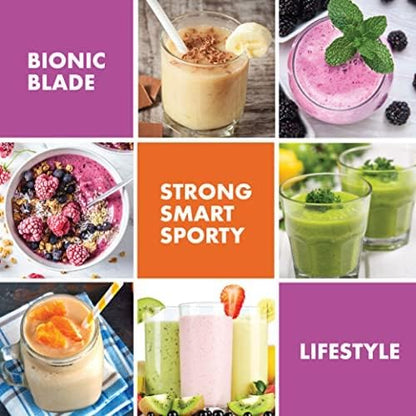 Bionic Blade Personal Blender 26.5 Oz, Cordless, Rechargeable 18,000 RPM Portable Blender for Shakes and Smoothies Mini Blender Portable 8.6" Tall, Seen On TV (Gunmetal)