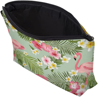 Cute Travel Makeup Bag Cosmetic Bag Small Pouch Gift for Women (Tropical Flamingo)
