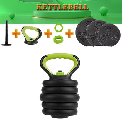 4 in 1 Adjustable Dumbbell Set, 44LBS Free Weight Set Used as Dumbbell, Barbell, Kettlebell and Push-up, Home Gym Fitness Workout Equipment for Men and Women black