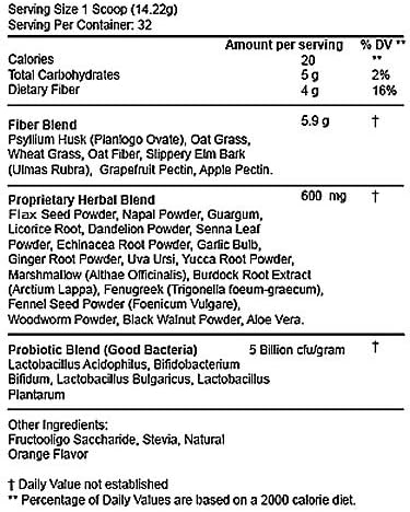 Colon Cleanse 30 Day Serving Orange Powder