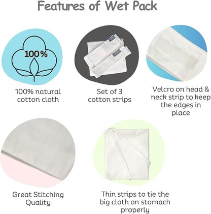Wet Pack | Satvic Lifestyle | Cotton Patti | Body Detox | Place on Head, Neck, Abdomen | Pain relief | Cloth bag & Manual Included | Pack of 1