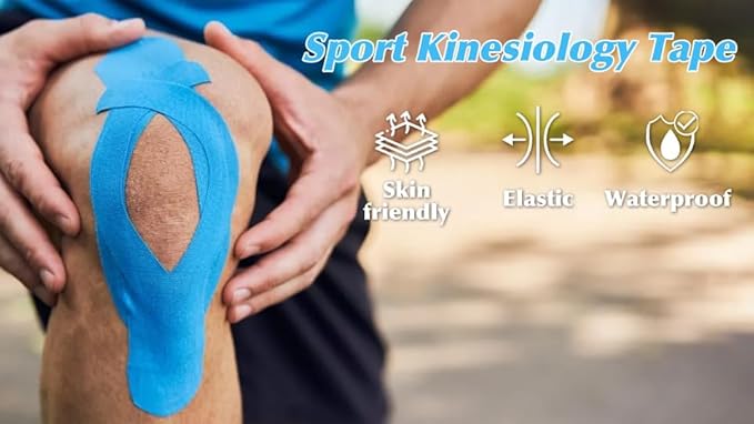 Waterproof Breathable Kinesiology Tape,16ft Uncut Strips (3 Rolls),Kinetic Tape, Sports Tape for Knee Pain&Elbow,Elastic Athletic Tape for Sports & Weightlifting,Muscle Strain Relief-Black+Beige+Pink