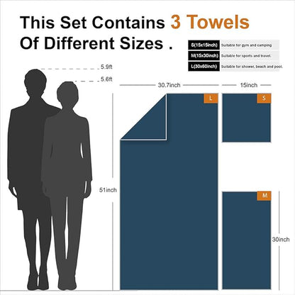 4Monster Camping Towels 3 Size at 1 Pack