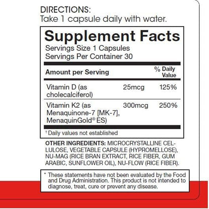 Silver Fern Vitamin K2-D3 Supplement Brand - Natural, Non-Synthetic - K2-7 as Menaquinone-7 (MK-7) - D3 as cholecalciferol - Bone, Heart & Energy Support (2 Bottles - 60 Capsules - 60 Servings)