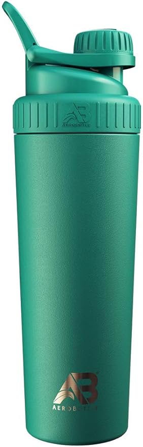 Cryo Shaker Cup, Insulated Stainless Steel Water Bottle and Protein Shaker, Mixes Protein and Pre Workout With Turbulent Mixing Technology, No Blending Ball or Wisk, 26oz, Wintergreen Teal