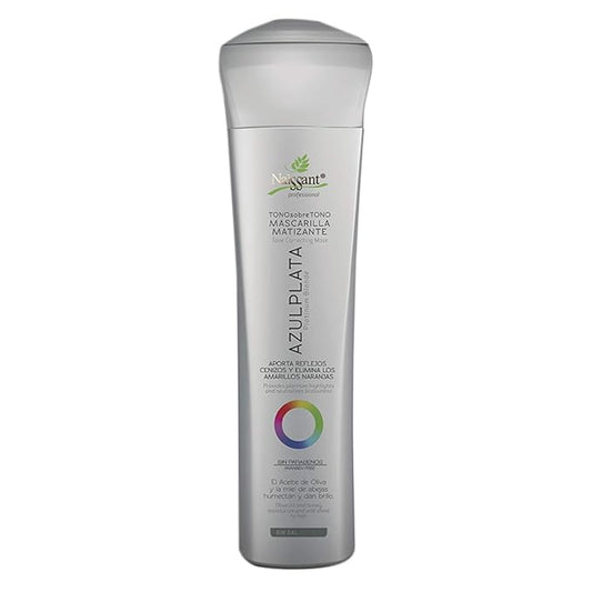 naissant Silver Ash Blonde Hair Blue Toning Mask | Eliminates Brassiness | Neutralizes Yellow & Orange Tones | Paraben, Ammonia & Sulfate Free | Pro-Vitamin B5, Olive Oil & Honey (Azul Plata) 10.1 Fl