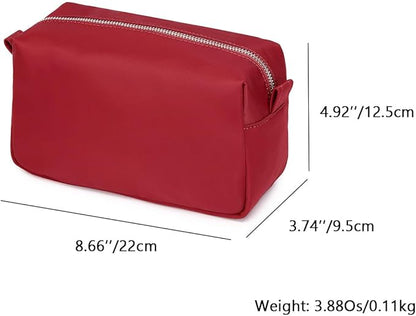 Organizer Bag Lightweight Cosmetic Bag with Ring Clasp Perfect Travel Makeup Bag for Women nylon Stand Up Design (Burgundy Red/Nylon)