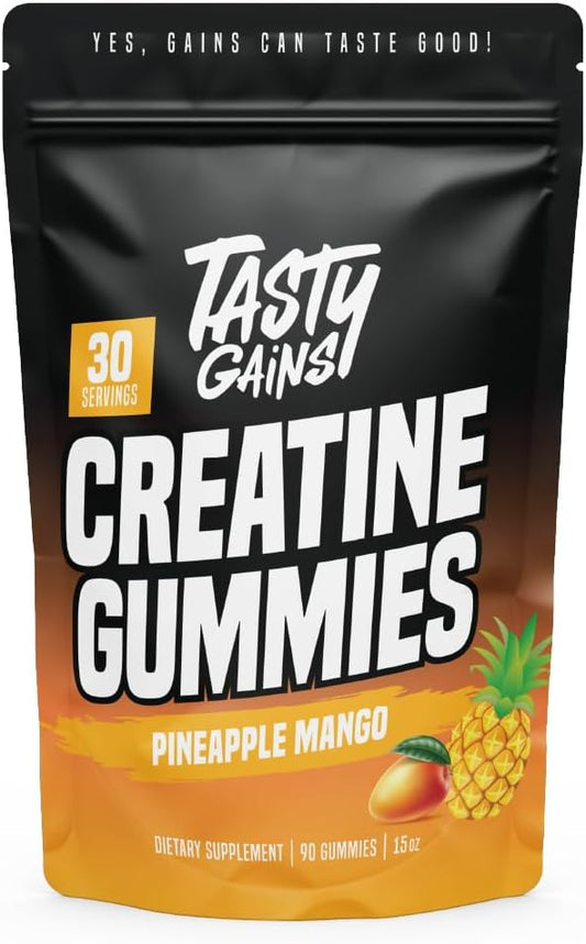 Creatine Gummies - 90g of Creatine Monohydrate - Workout Supplements - Build Muscle & Boost Strength for Men & Women - Made in USA - Non GMO - Vegan Friendly (Large, Pineapple Mango)
