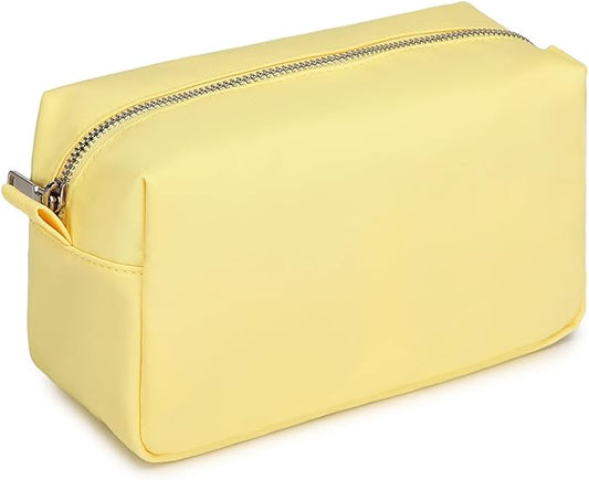 Organizer Bag Lightweight Cosmetic Bag with Ring Clasp Perfect Travel Makeup Bag for Women nylon Stand Up Design (Yellow/Nylon)