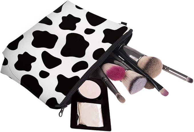 Cute Travel Makeup Bag Cosmetic Bag Small Pouch Gift for Women (Cow Print)