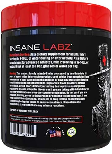 Insane Labz The Surgeon BCAA Recovery Powder - Branched Chain Amino Acid Post Workout Drink for Muscle Recovery - 30 Srvgs (30 Servings (Pack of 1), Blue Raspberry)