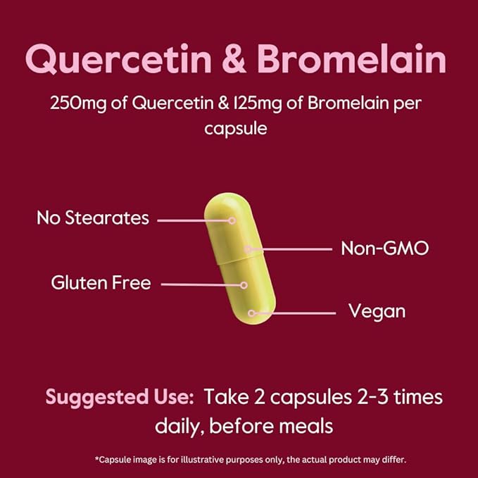 BESTVITE Quercetin with Bromelain 500mg/250mg (240 Vegetarian Capsules) (120 x 2) - No Stearates - No Silicon Dioxide - Vegan - Non GMO - Gluten Free