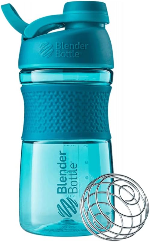 BlenderBottle SportMixer Shaker Bottle Perfect for Protein Shakes and Pre Workout, 20-Ounce, Teal