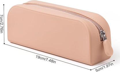 Silicone Makeup Brush Holder Travel Cosmetic Bag, Portable Cosmetic Face Brushes Holder with Zipper, Large Travel Makeup Brush Case