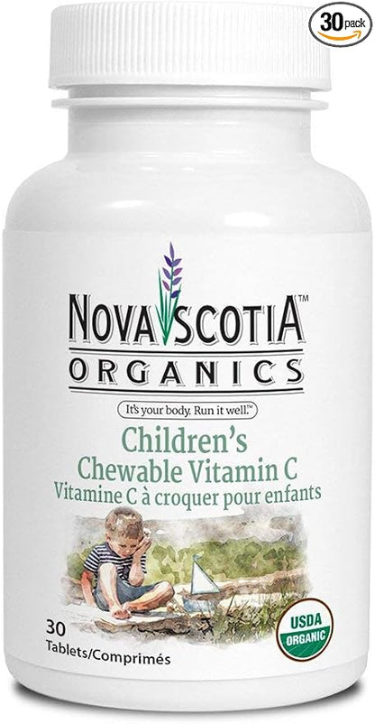Nova Scotia Organics Children's Chewable Vitamin C (30 Chewable Tablets); Certified Organic; Vegan, Organic Acerola Berries