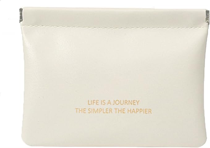 Small Makeup Bag for Purse, Mini Self-closing Cosmetic Bags for Women, Coin Purse Multifunctional Travel Makeup Pouch Organizer for Lipsticks Cosmetic Accessories Jewelry Headphones, White